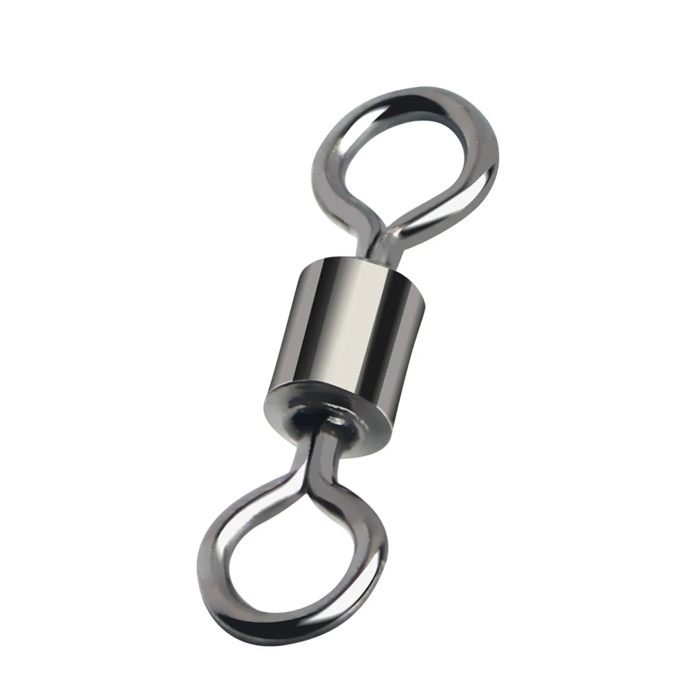 DNDYUJU 10/30/50pcsFishing Connector Rolling Swivel Solid Ring LB Lures Fishing Hooks Barrel Bearing Fish Line Hooks Connector