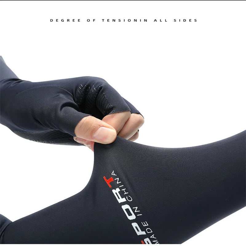 Dropship 2pcs Sport Arm Sleeves Cycling Running Fishing Climbing Arm Cover Sun UV Protection Ice Cool Sleeves With 5-finger Cuff