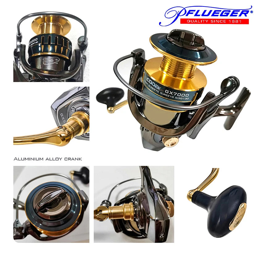 All metal Pflueger fishing Reel CODEK 25KG High Speed Spinning accessories for Seawater and winter Fishing long throw