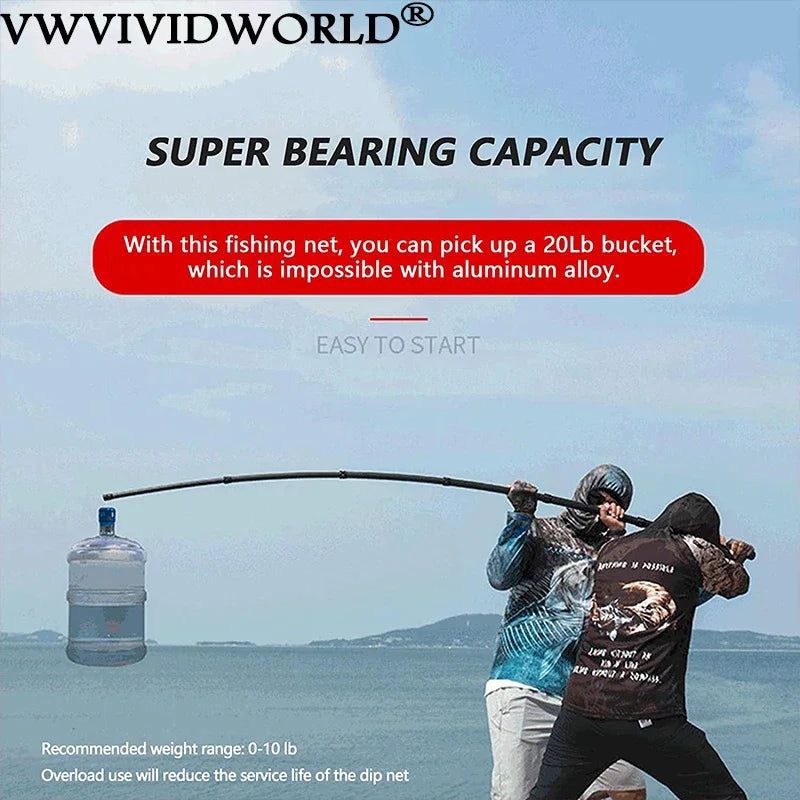 VWVIVIDWORLD Brand,1.8-3.45m,Portable Carbon Fishing Net,Fishing Land,Hand Net,Foldable Collapsible Telescopic Pole,Fishing Rod